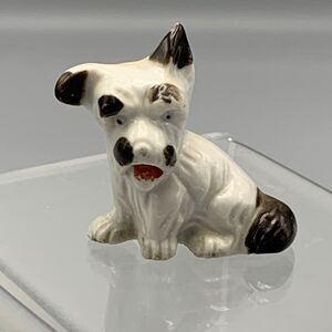 Vtg Scotty Terrier Dog Puppy Figurine Ceramic Porcelain Japan Brown and White